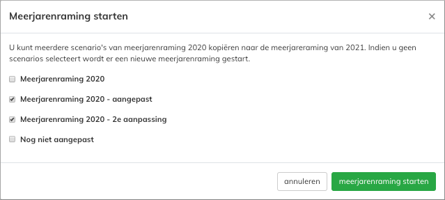 Meerjarenraming starten Meerjarenraming starten